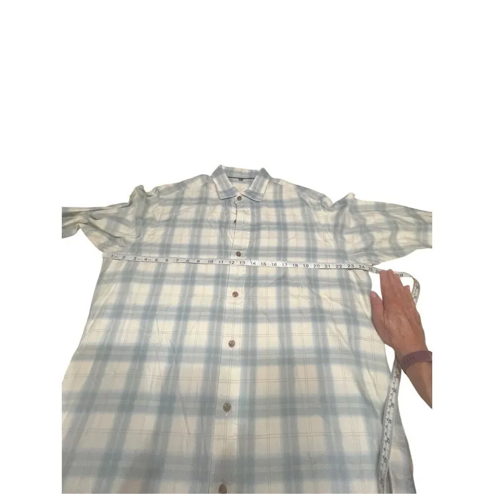 No Brand Mens Plaid Linen/Cotton  Blend  Shirt Sz L NWOT